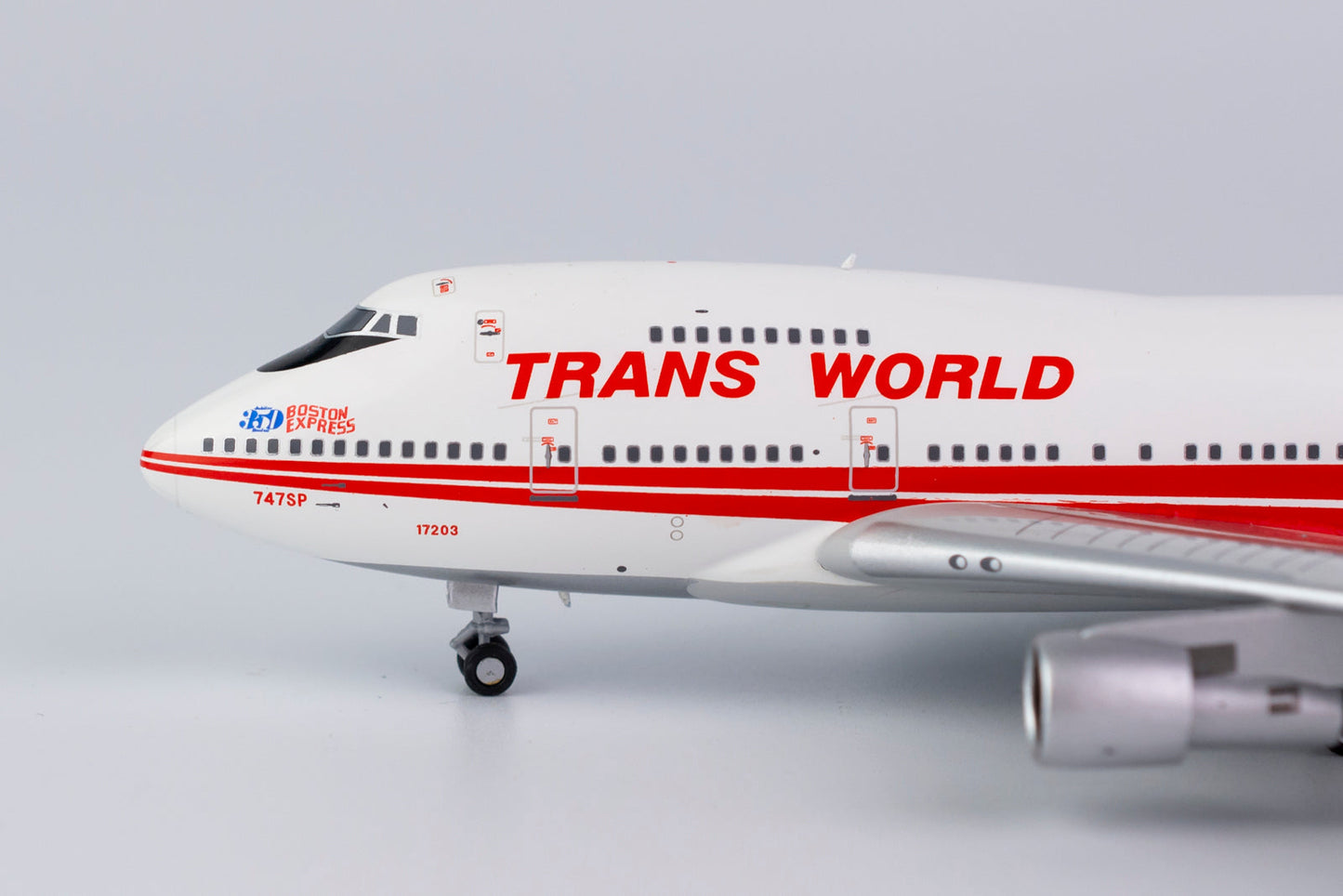 1:400 NG Models Trans World Airlines (TWA) Boeing 747SP "Twin Stripes, Boston Express" N57203 NG07020