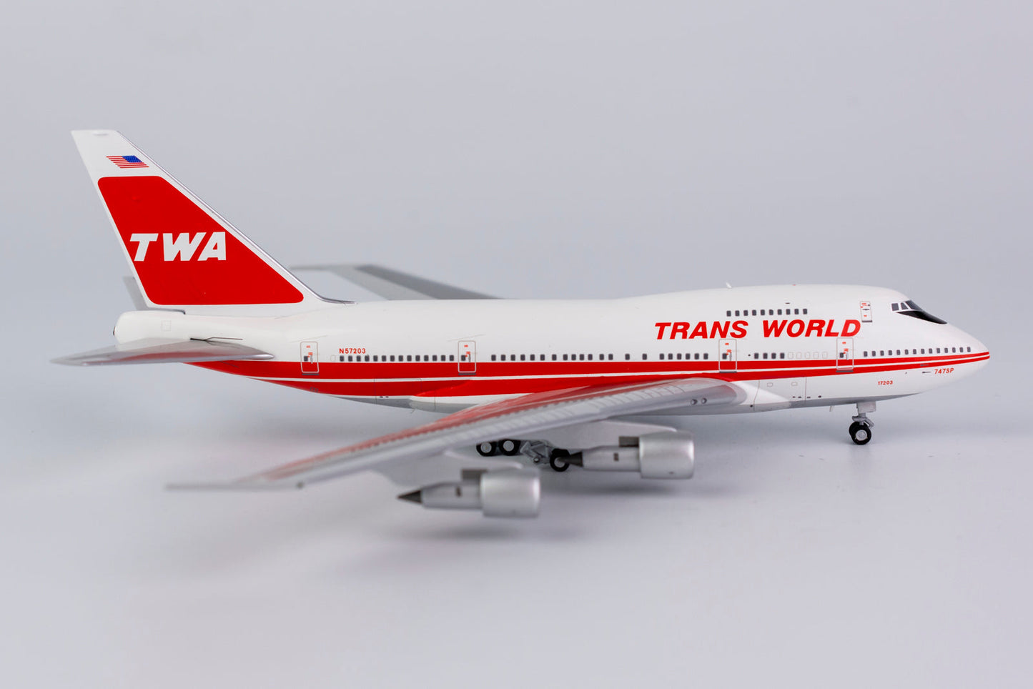 1:400 NG Models Trans World Airlines (TWA) Boeing 747SP "Twin Stripes, Boston Express" N57203 NG07020