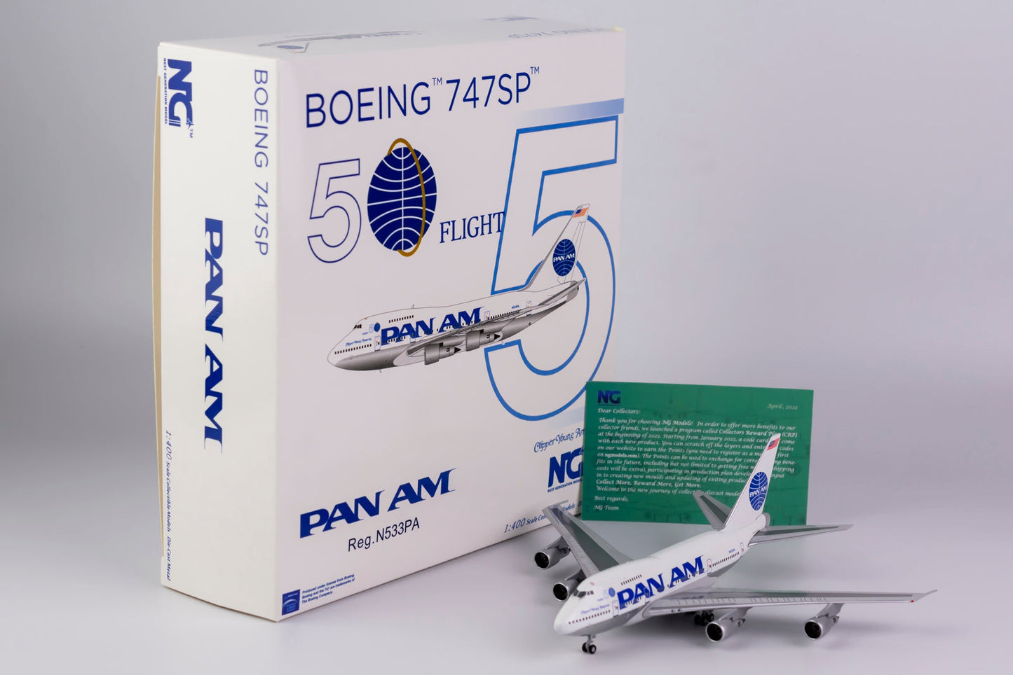 1:400 NG Models Pan American World Airways Boeing 747SP "Clipper Young America" N533PA NG07021
