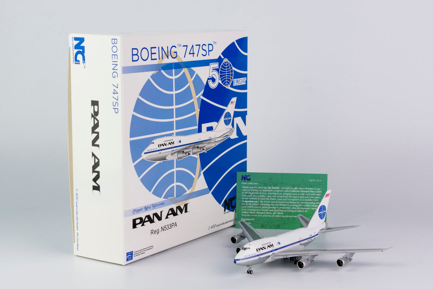 1:400 NG Models Pan American World Airways Boeing 747SP "Clipper New Horizons" N533PA NG07023