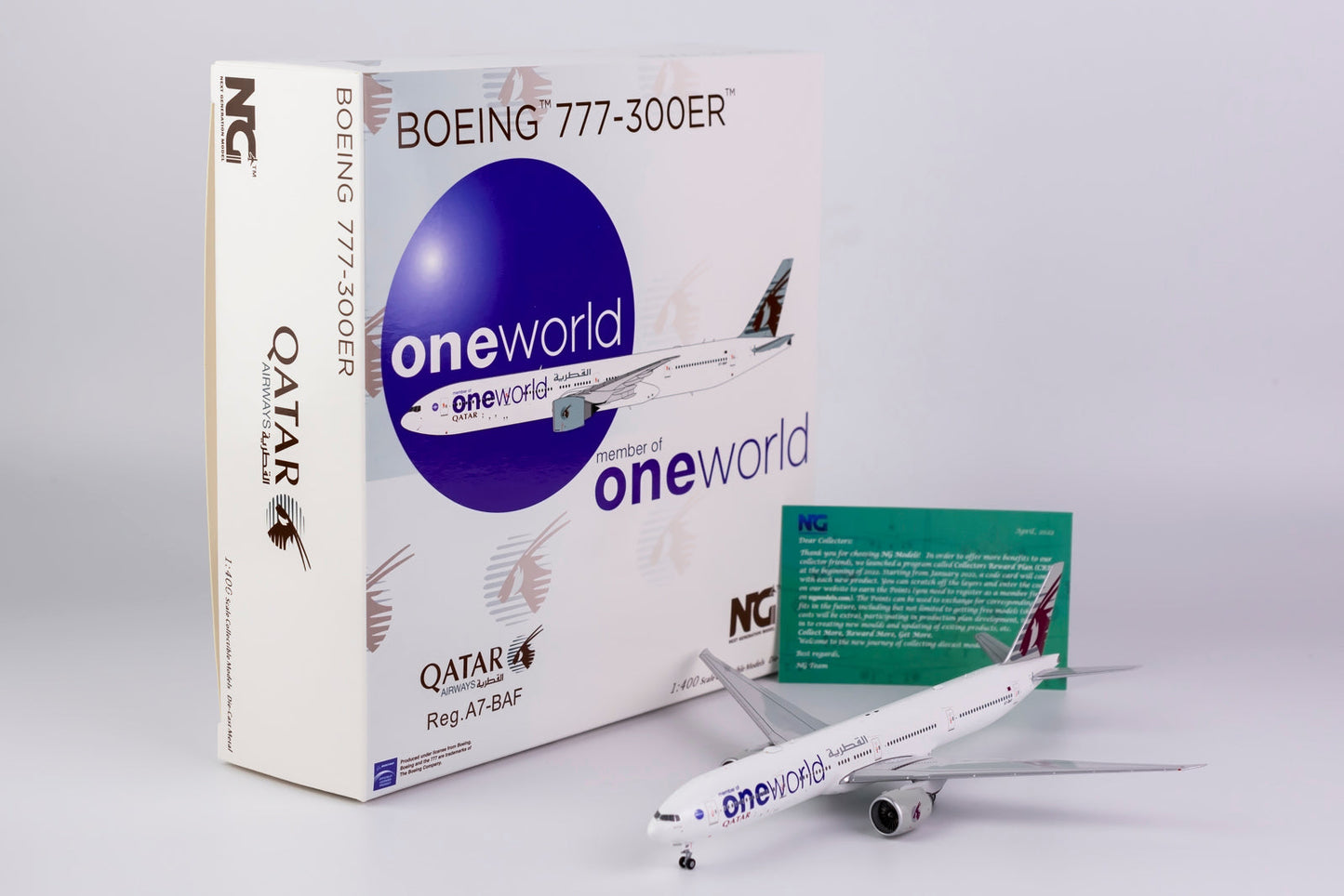 1:400 NG Models Qatar Airways Boeing 777-300ER "One World" A7-BAF NG73013
