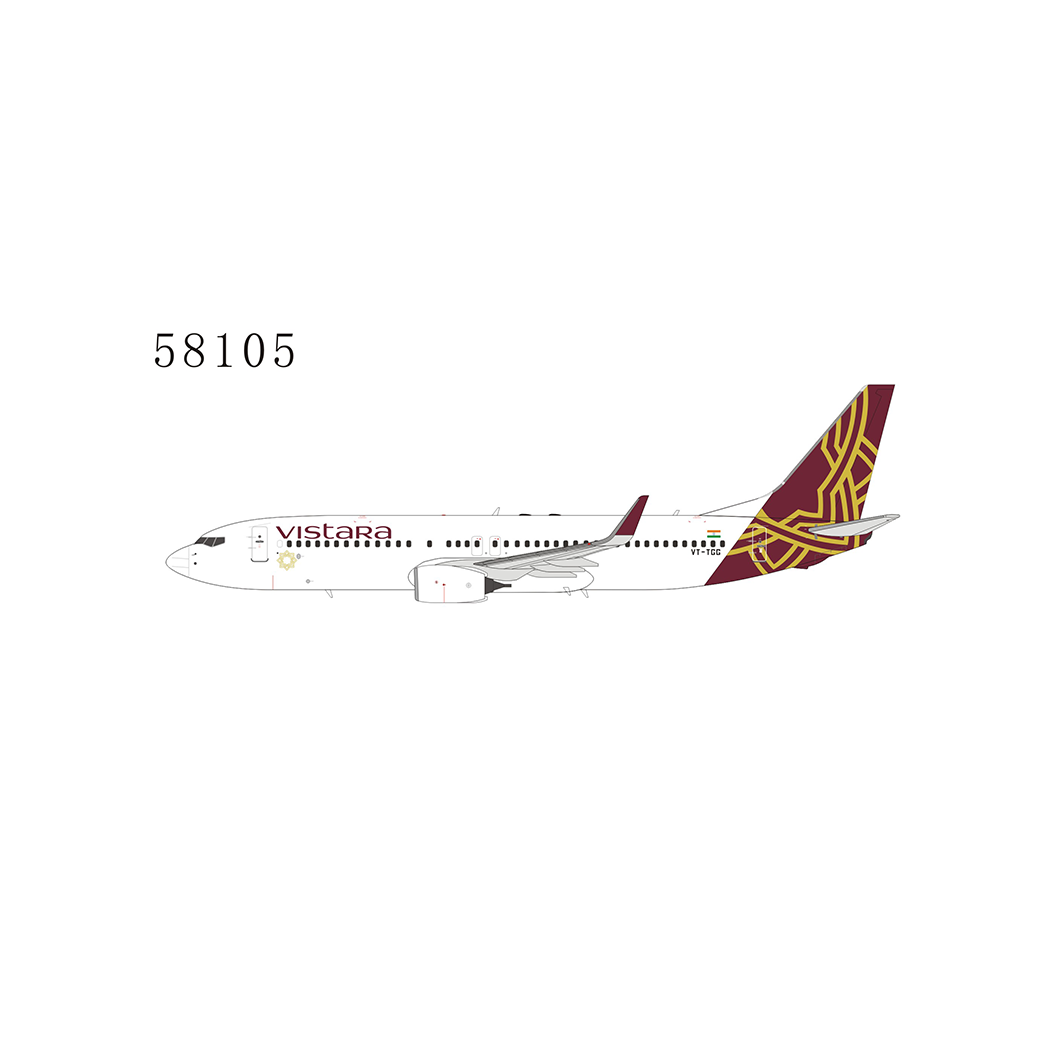 1:400 NG Models Vistara Airlines Boeing 737-800 VT-TGG NG58105