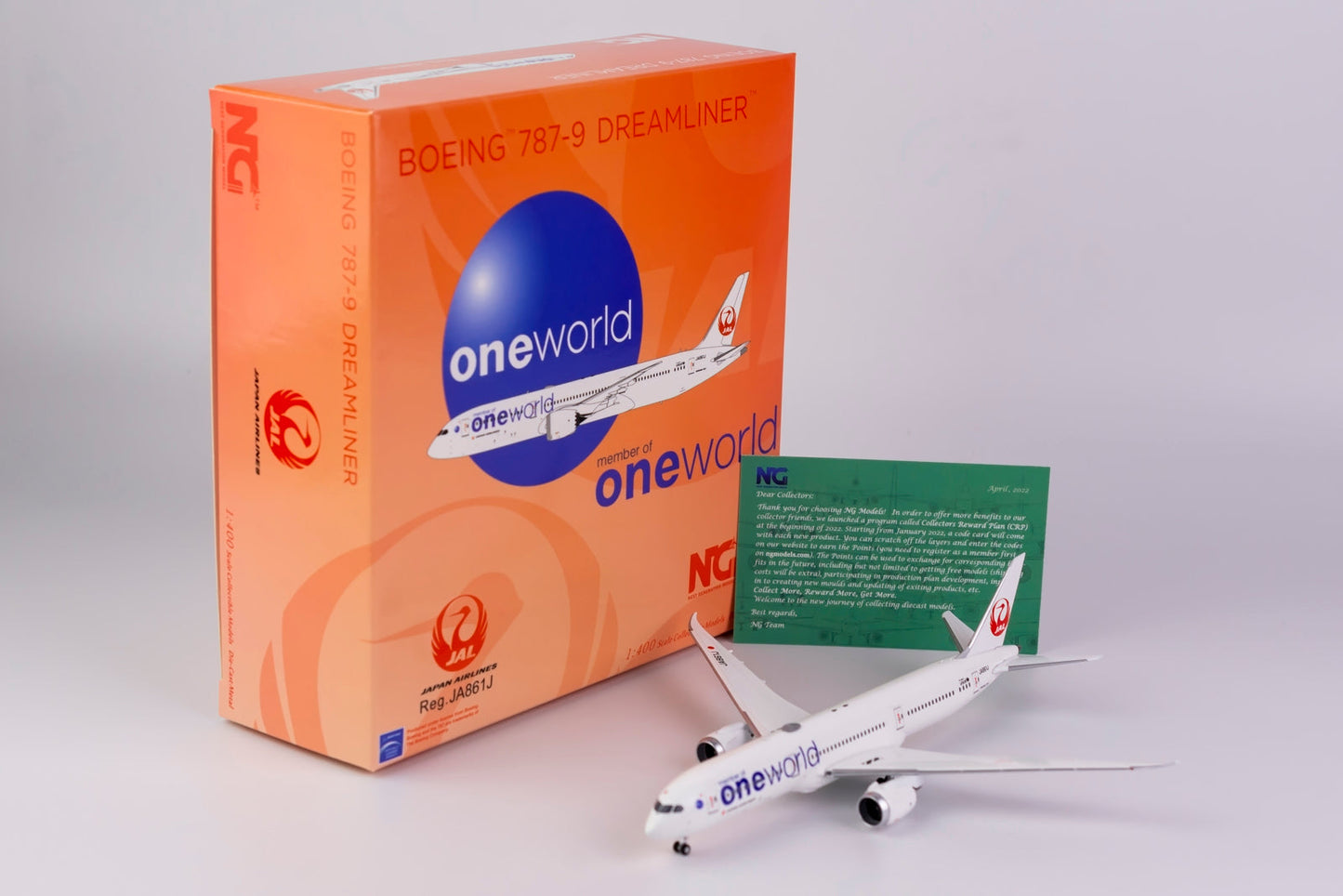 1:400 NG Models Japan Airlines (JAL) Boeing 787-9 "Oneworld Livery" JA861J NG55083