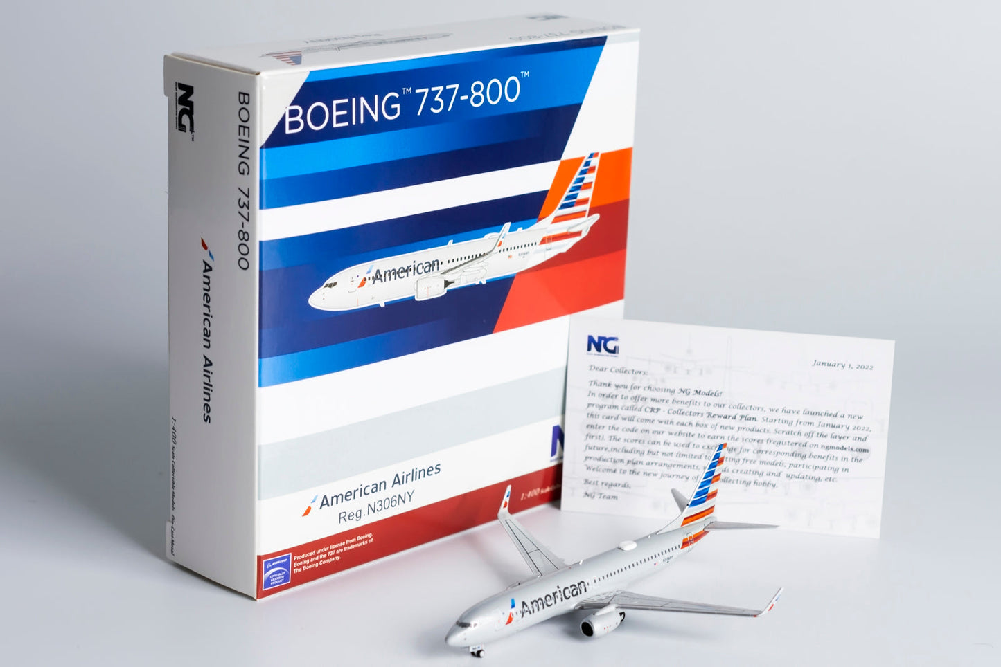 1:400 NG Models American Airlines Boeing 737-800 "New Colors" N306NY NG58118