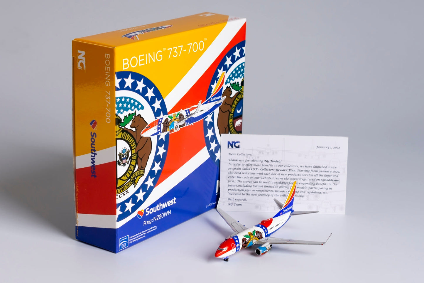 1:400 NG Models Southwest Airlines Boeing 737-700/w "Missouri One" N280WN NG77015